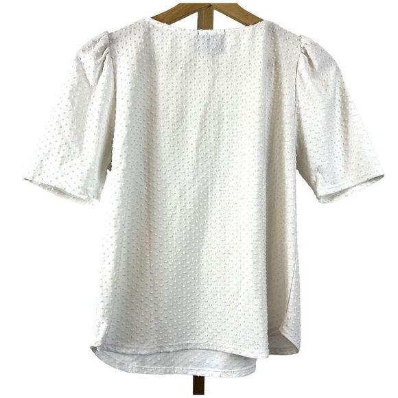 Anthropologie W5 Puff Sleeve Textured Top White EUC Sz Small / boho / - Picture 5 of 8